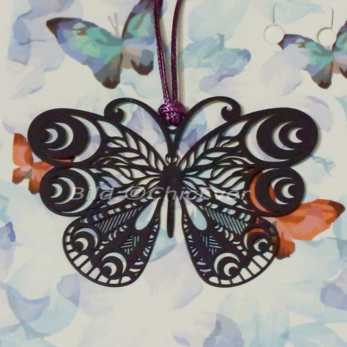 4er Set Lesezeichen Bookmark Schmetterlinge Metall schwarz blau orange rosa 3027